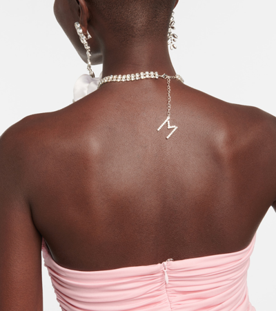 Magda Butrym Floral-appliqué Crystal-embellished Choker In Silver