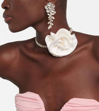 Magda Butrym Floral-appliqué Crystal-embellished Choker In Silver