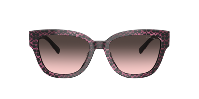 Coach Signature Round Sunglasses In Grey Rose Gradient