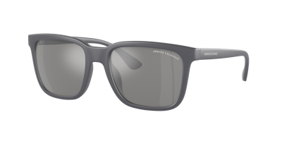 Armani Exchange 55mm Mirrored Polarized Rectangular Sunglasses In Grey Mirror Silver Polar
