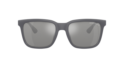 Armani Exchange 55mm Mirrored Polarized Rectangular Sunglasses In Grey Mirror Silver Polar