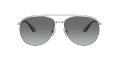 Swarovski Sk7005 Aviator-frame Gem-embellished Metal Sunglasses In Gradient Grey