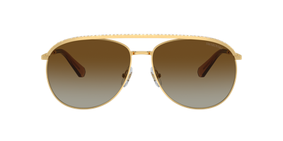 Swarovski Pavé Metal Aviator Sunglasses In Polar Gradient Brown