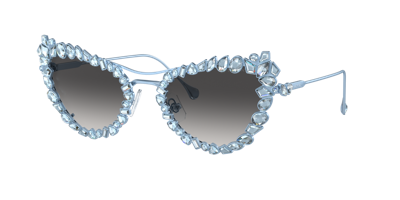 Swarovski Womens Blue Sk7011 Cat-eye Gem-embellished Metal Sunglasses In Grey Gradient