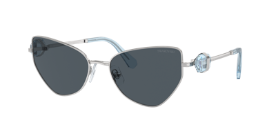 Swarovski Womens Silver Sk7003 Irregular-frame Metal Sunglasses In Dark Grey