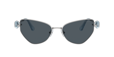 Swarovski Womens Silver Sk7003 Irregular-frame Metal Sunglasses In Dark Grey
