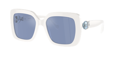 Shop Swarovski Woman Sunglass Sk6001 In Light Blue Mirror Silver