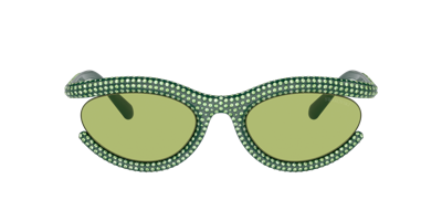 Swarovski Womens Sk6006 Crystal-embellished Oval-frame Metal Sunglasses Green In Light Green Flash Silver