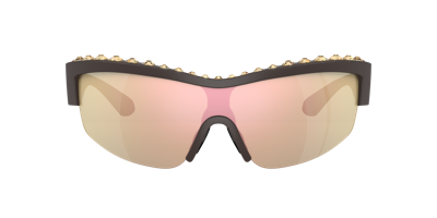 Swarovski Woman Sunglasses Sk6014 In Dark Brown Mirror Rose Gold