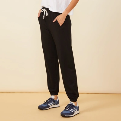 Monrow Supersoft Fleece Silver Tip Drawcord Baggy Sweats In Black