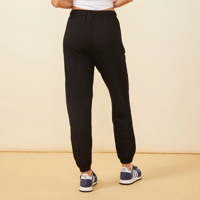 Monrow Supersoft Fleece Silver Tip Drawcord Baggy Sweats In Black