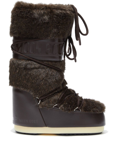 Shop Moon Boot Brown Icon Faux-fur Snow Boots