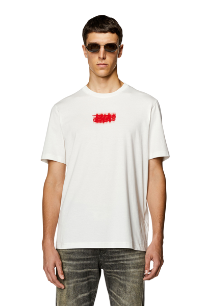 Shop Diesel T-shirt Con Logo In Cotone Biologico In White