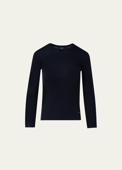 Shop Akris Silk Cotton Seamless Rib Fitted Sweater In Black