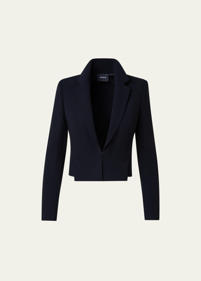 Shop Akris Single-breasted Slits-hem Wool Double-face Crop Jacket In Black