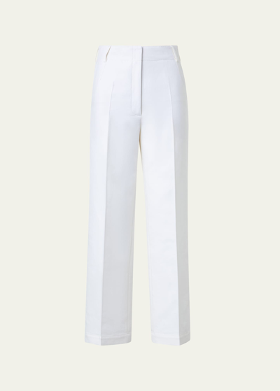 Shop Akris Wide-leg Crop Cotton Twill Pants In Ecru