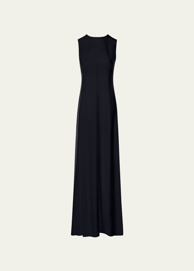 Shop Akris Sleeveless Crepe Gown In Black