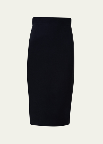 Shop Akris Wool Double-face Midi Pencil Skirt In Black