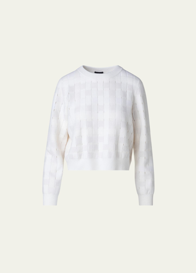 Shop Akris Braided Knit Cashmere Sweater In Ecru-beige