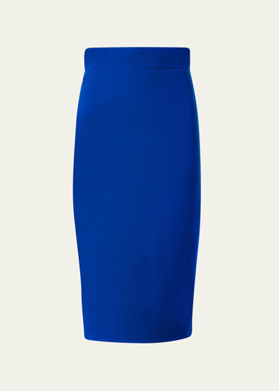 Shop Akris Wool Double-face Midi Pencil Skirt In Ink