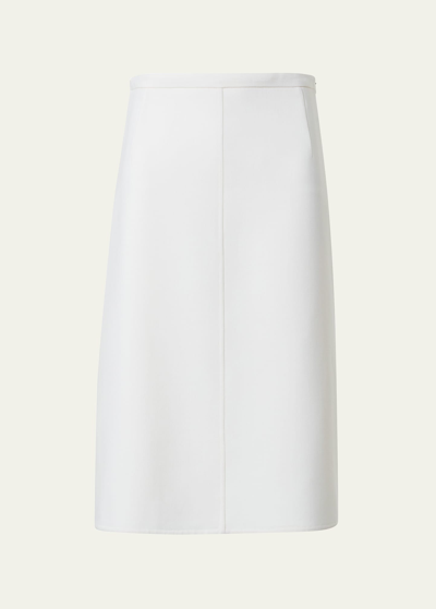 Shop Akris Wool Double Face Stretch A-line Skirt In Ecru