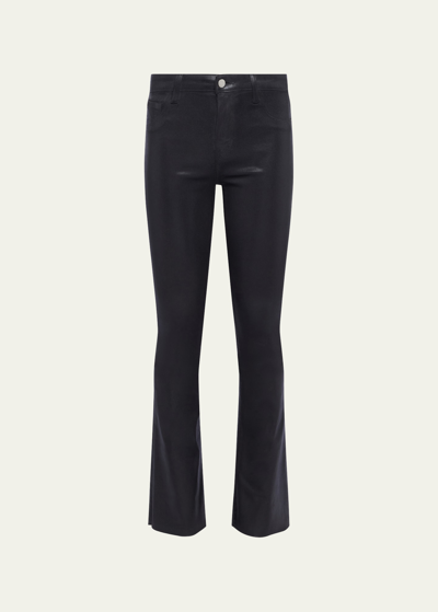 Shop L Agence Ruth High Rise Straight Raw Hem Jeans In Greystone Coated