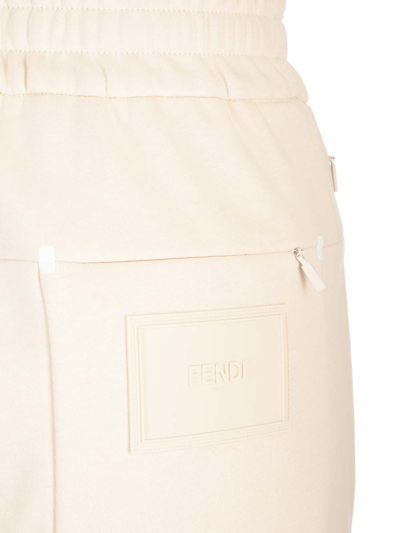Shop Fendi Fleece Sweat Trousers In White