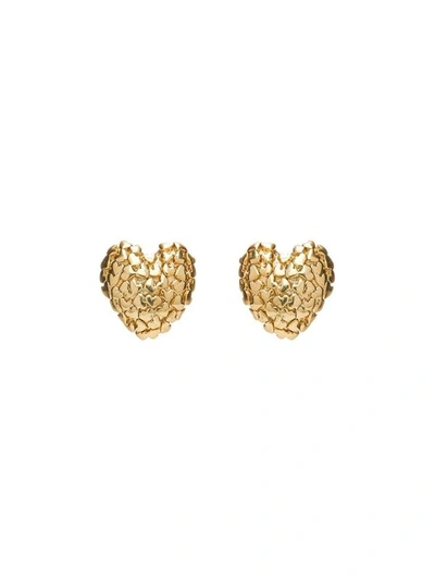 Shop Oscar De La Renta Heart Cluster Earrings In Gold