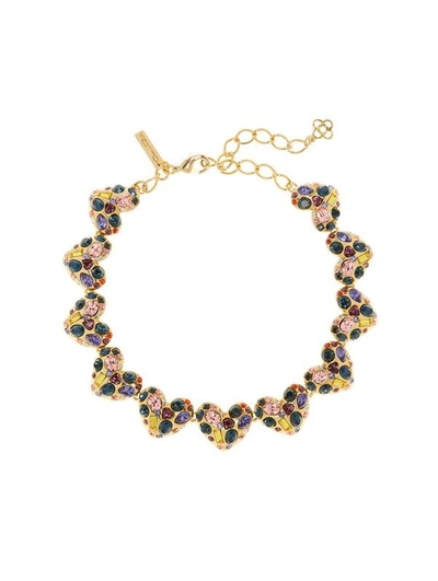 Shop Oscar De La Renta Gemstone Heart Necklace In Rainbow