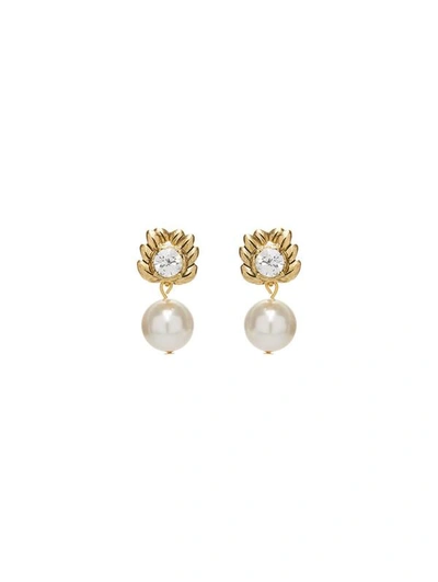 Shop Oscar De La Renta Crystal Pearl Drop Earrings