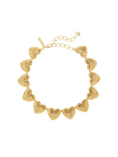 Shop Oscar De La Renta Heart Cluster Necklace In Gold