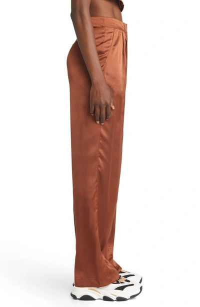 Shop Noisy May Clarie High Waist Wide Leg Satin Pants In Cappuccino