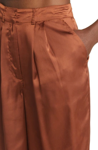 Noisy May Clarie High Waist Wide Leg Satin Pants In Cappuccino