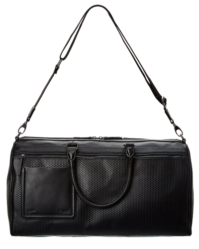 Shop Ted Baker Canvay Texture Leather Holdall Duffel Bag In Black