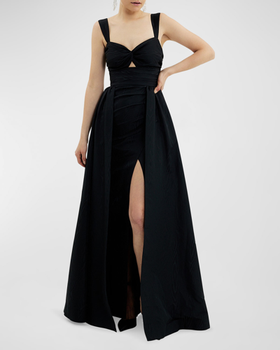 Shop Rebecca Vallance Danielle Pleated Cutout Sweetheart Gown In Black