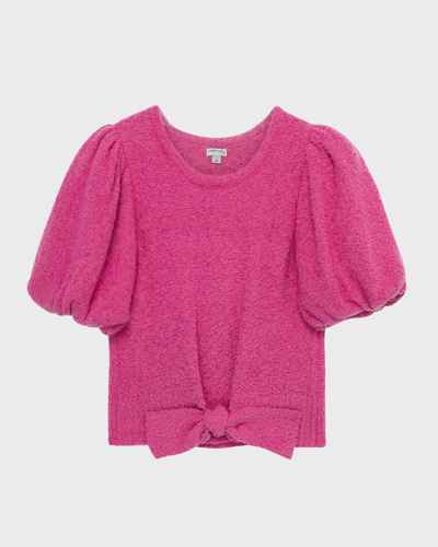 Shop Habitual Girl's Puff Sleeve Top In Dark Pink