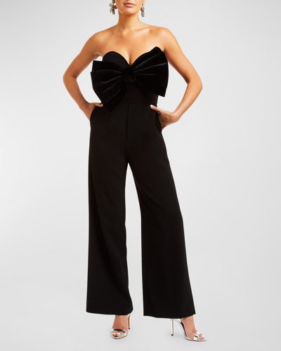 Shop Mestiza New York Jules Strapless Bow-front Jumpsuit In Black