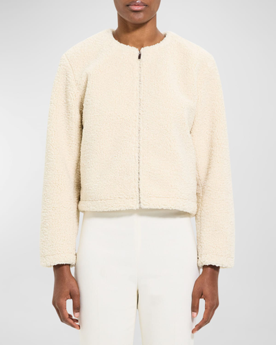 Shop Theory Cropped Easy Sherpa Jacket In Crea