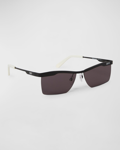 Shop Off-white Men's Rimini Metal Rectangle Sunglasses In Black