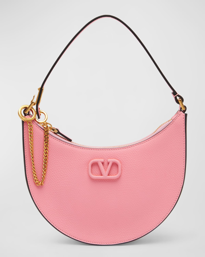 Shop Valentino Vlogo Mini Leather Hobo Shoulder Bag In Bubble