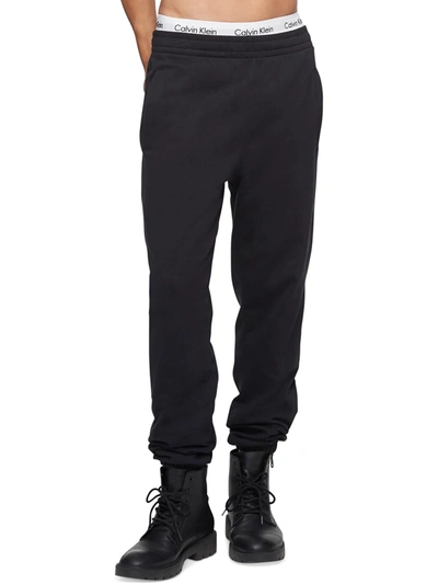 Shop Calvin Klein Mens Embroidered Regular Fit Jogger Pants In Black