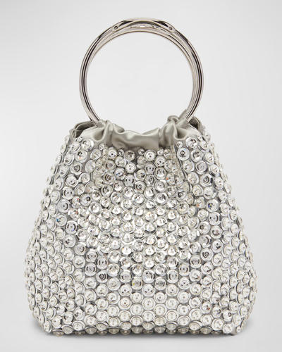 Shop Valentino Carry Secrets Small Crystal Top-handle Bag In Crystalgreypallad