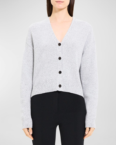 Shop Theory Cropped Cashmere And Wool Boucle Cardigan In Lthtrgymln