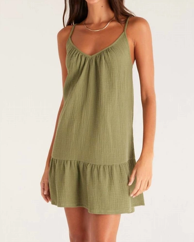 Shop Z Supply Amalia Gauze Mini Dress In Olive In Green