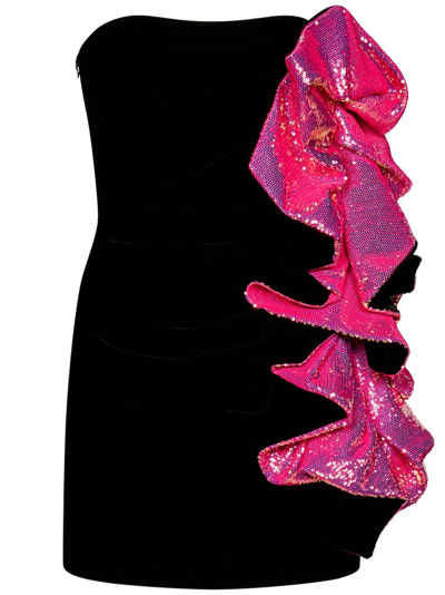 Shop Alexandre Vauthier Embellished Ruched Strapless Mini Dress In Black