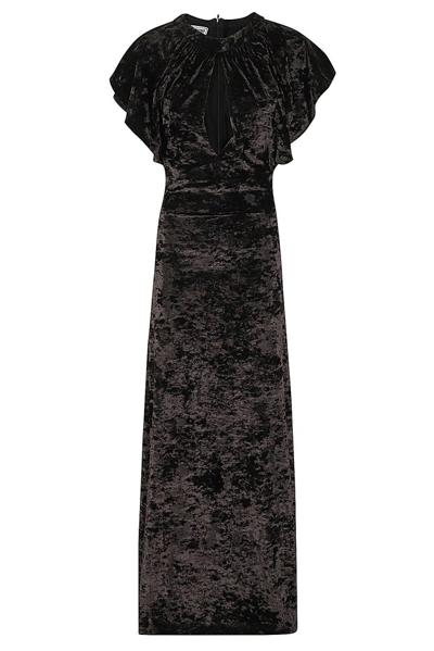 Shop Moschino Jeans Keyhole Neck Velvet Maxi Dress In Black