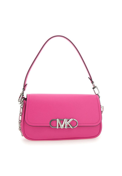 Shop Michael Kors Logo Plaque Medium Parker Shoulder Bag In Pink