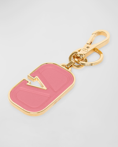 Shop Valentino Vlogo Metal Keychain In Bubble