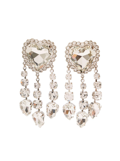 Shop Alessandra Rich Heart Embellished Clip In Silver