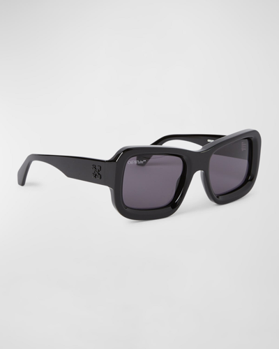 Shop Off-white Men's Verona Acetate Square Sunglasses In Black